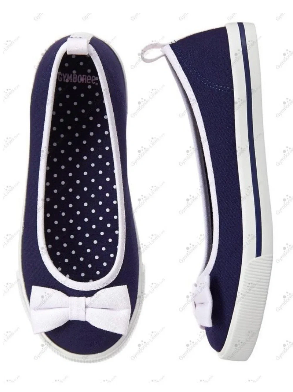 Gymboree Girls Navy and White Bow Skimmers Size 10 and Navy Headband
